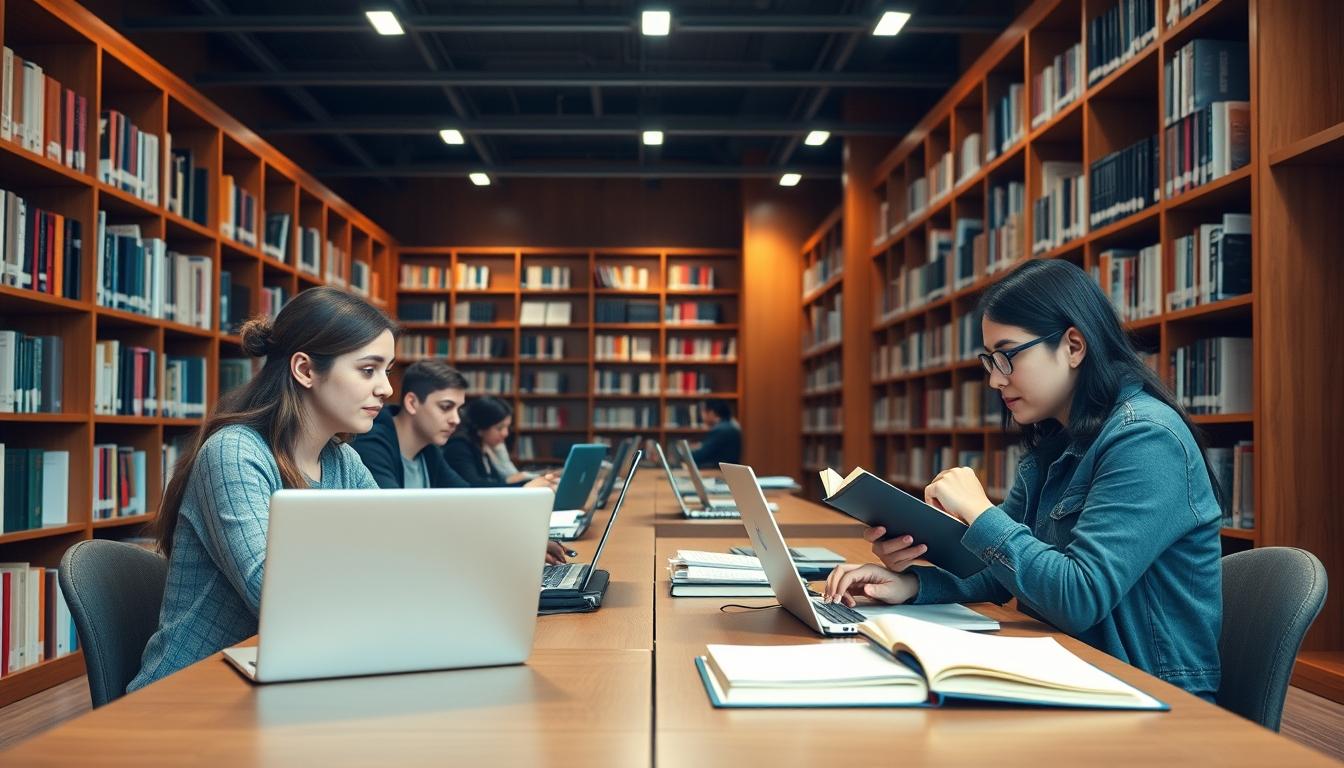 Students collaborating in study space